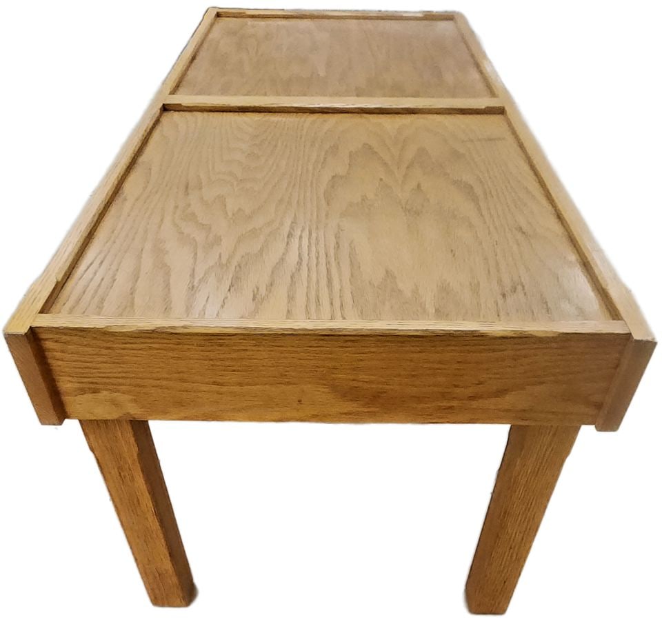 60s/70s mid-century modern solid oak 60"x 24" parsons-style coffee table or bench w/ country flair - 4
