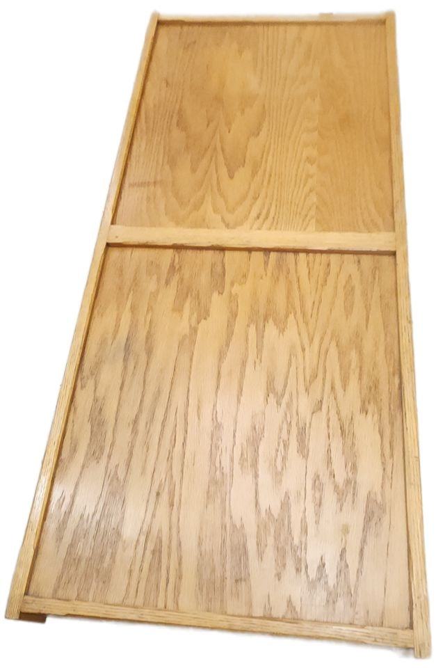 60s/70s mid-century modern solid oak 60"x 24" parsons-style coffee table or bench w/ country flair - 5