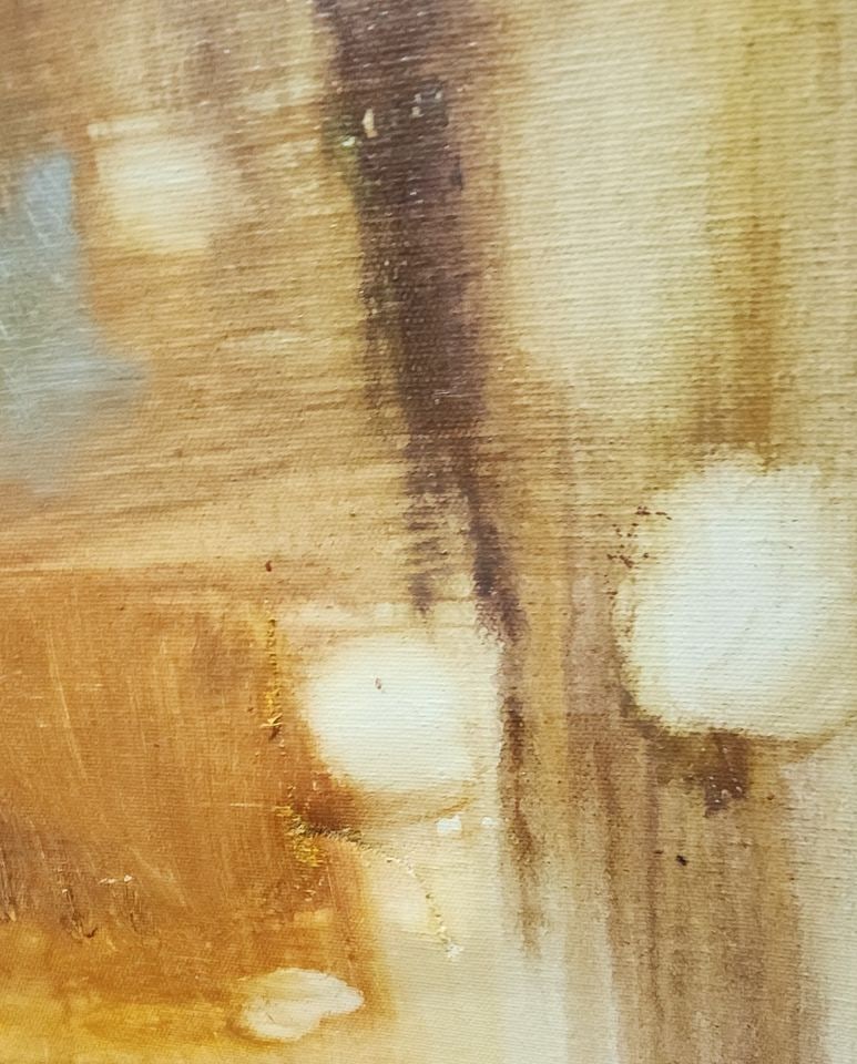 W.Tweny, 70s vintage 24"x36" mid-century abstract oil painting w/ splendidly complex color palette. - 4