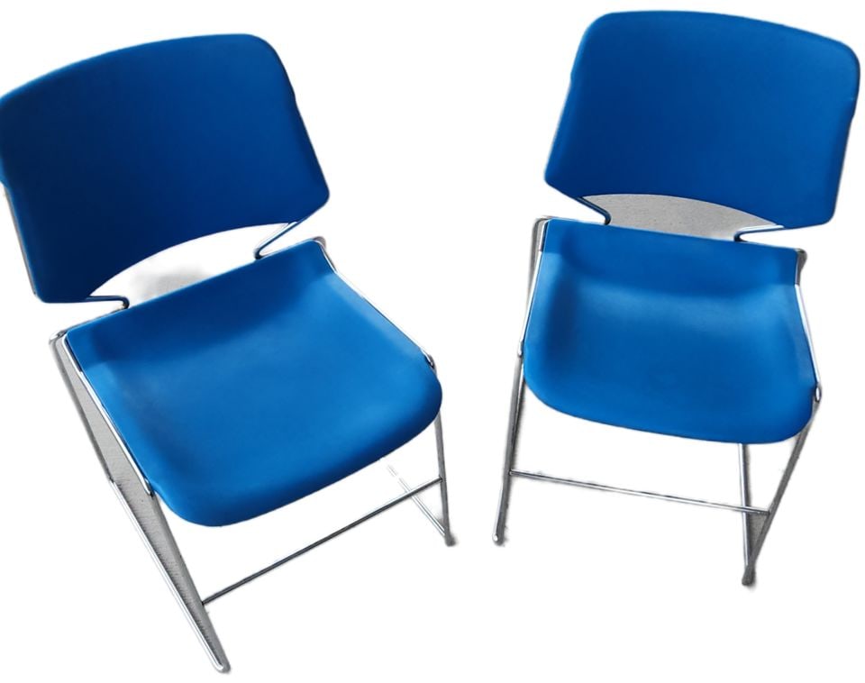 Pair of Mid-Century Blue Matrix Chairs by T. Tolleson for Krueger, 1970s: Pair of Mid-Century Blue Matrix Chairs by T. Tolleson for Krueger, 1970s Shipping: Domestic: Shipping rates are determined by destination International: Foreign shipping rates are determined by