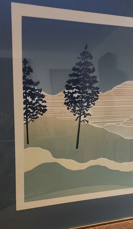 Schenk Signed 30x24" vintage original serigraph. Minimalist dystopian tranquil undisturbed landscape - 3