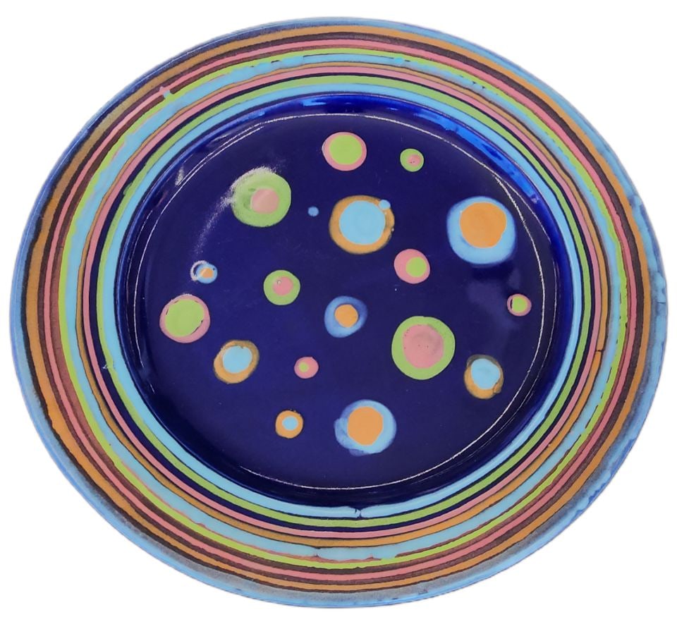Large Hand-Crafted Vibrant Abstract Ceramic Art Platter by Galaxy. Signed by Artist. - 2