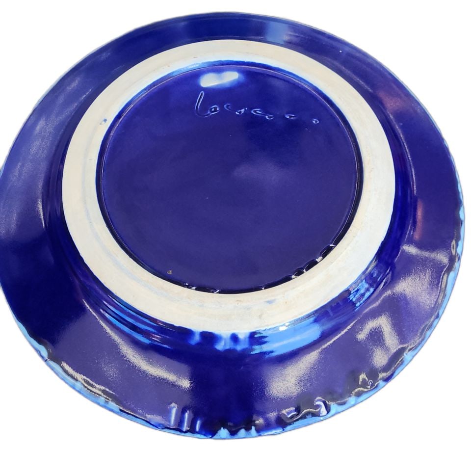 Large Hand-Crafted Vibrant Abstract Ceramic Art Platter by Galaxy. Signed by Artist. - 4