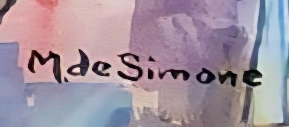 M. DeSimone Abstract Expressionist Industrial-Themed Watercolor Painting under glass. Signed 1964 - 3