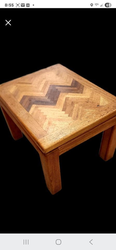 Vintage John Widdicomb or Lane mid-century modern coffee table w/ iconic herringbone parquet design.: Wonderful mid-century modern oak coffee or side table featuring a herringbone parquet top - with a artistic mix of light and dark wood tones. Perfect for living room or as and an accent piece in almos