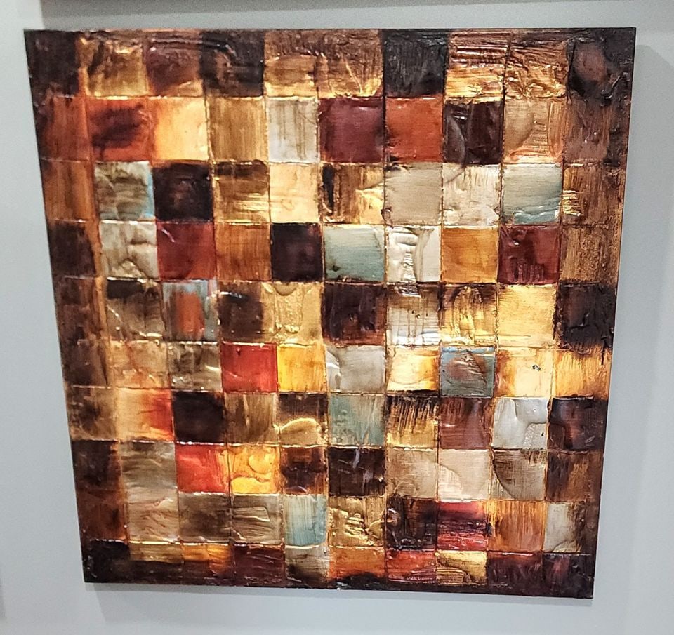 Large Post Modern Mixed Media Painting w/ great texture and bold color palette (1 of 1)