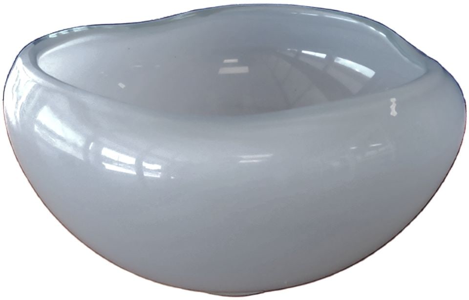 Heavy 6" Diamater Clear & Opaque White Art Glass Bowl w/ Murano Indications. Not Marked. - 2