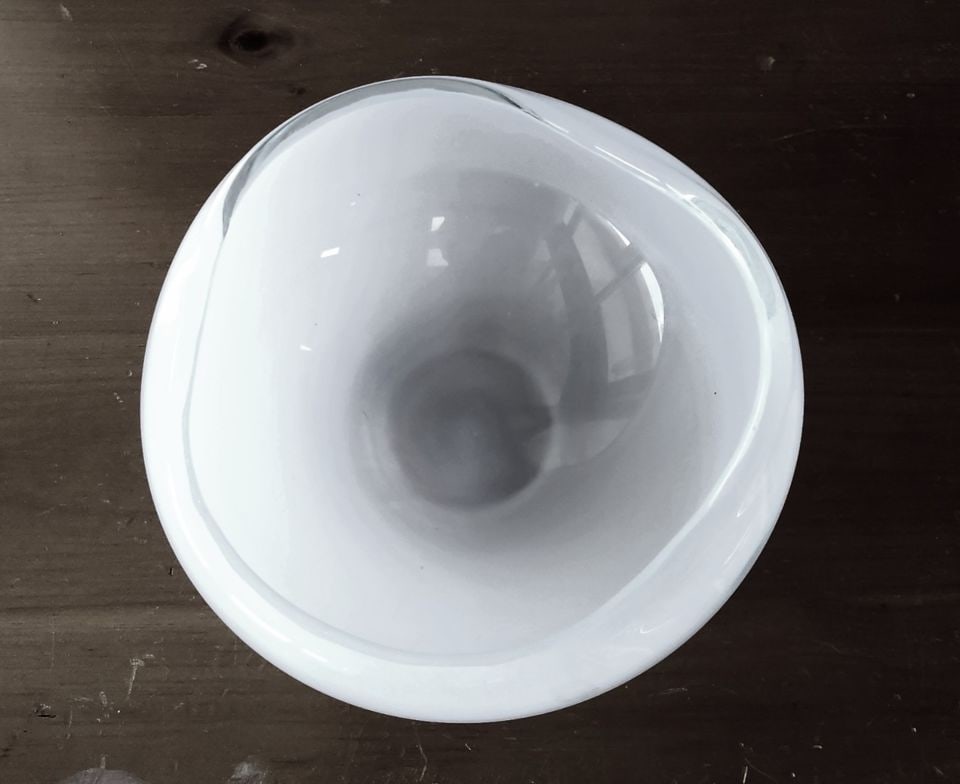 Heavy 6" Diamater Clear & Opaque White Art Glass Bowl w/ Murano Indications. Not Marked. - 4