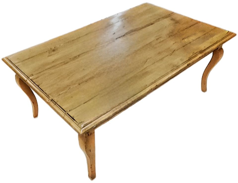 Vintage Rustic French Provincial Farmhouse Coffee Table w/ Planked Top and Cabriole Legs. 30"x 48" - 3