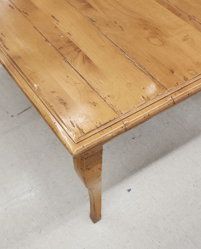 Vintage Rustic French Provincial Farmhouse Coffee Table w/ Planked Top and Cabriole Legs. 30"x 48" - 8