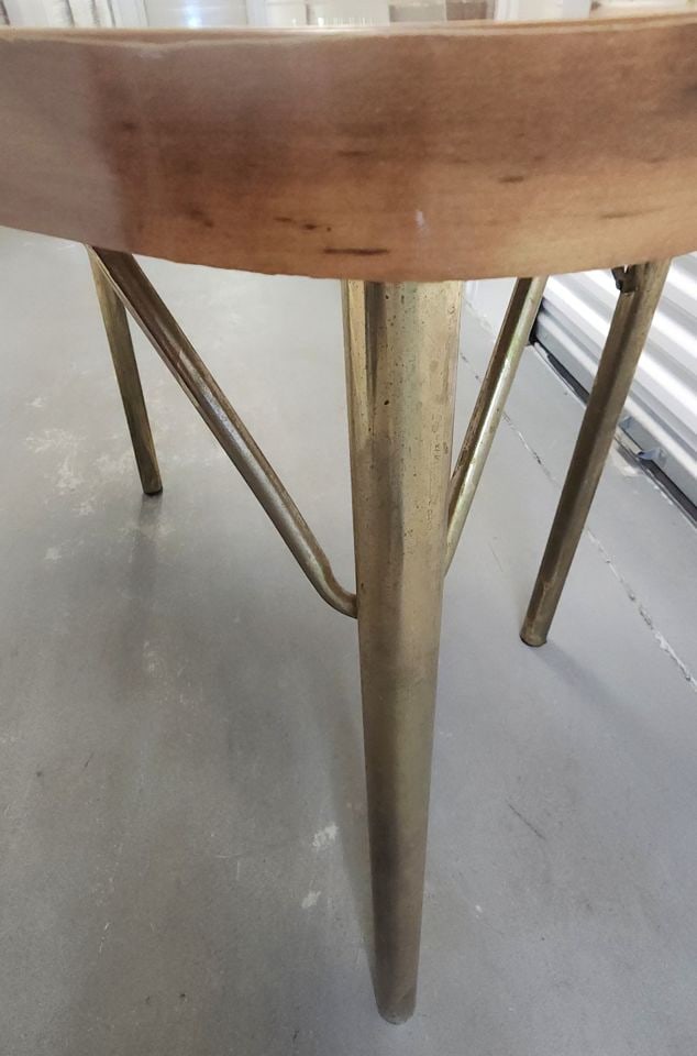 Fabulous 1950s/60s Mid-Century Modern Formica Kitchen Table w/ Braced Metal Legs (No leaf) - 4