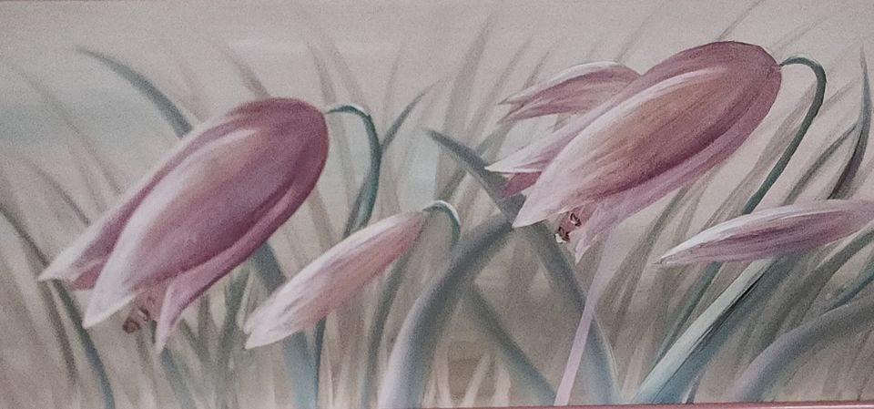 Ultra-Large impressionist pastel-toned floral still life 72x24. Wonderful piece. Circa 60's. Signed. - 2
