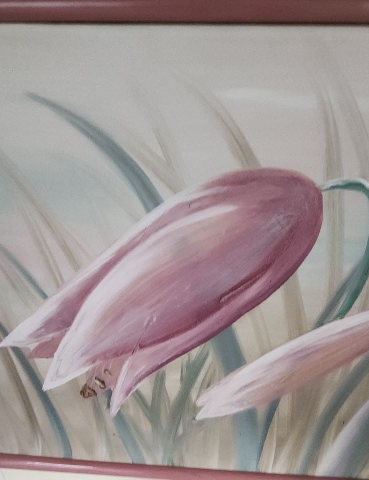 Ultra-Large impressionist pastel-toned floral still life 72x24. Wonderful piece. Circa 60's. Signed. - 3