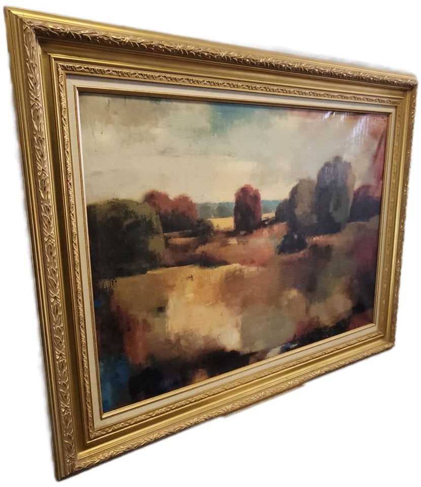 Bold 30x40 vintage impressionist landscape oil painting w/ vibrant colors & texture in guilded frame - 4