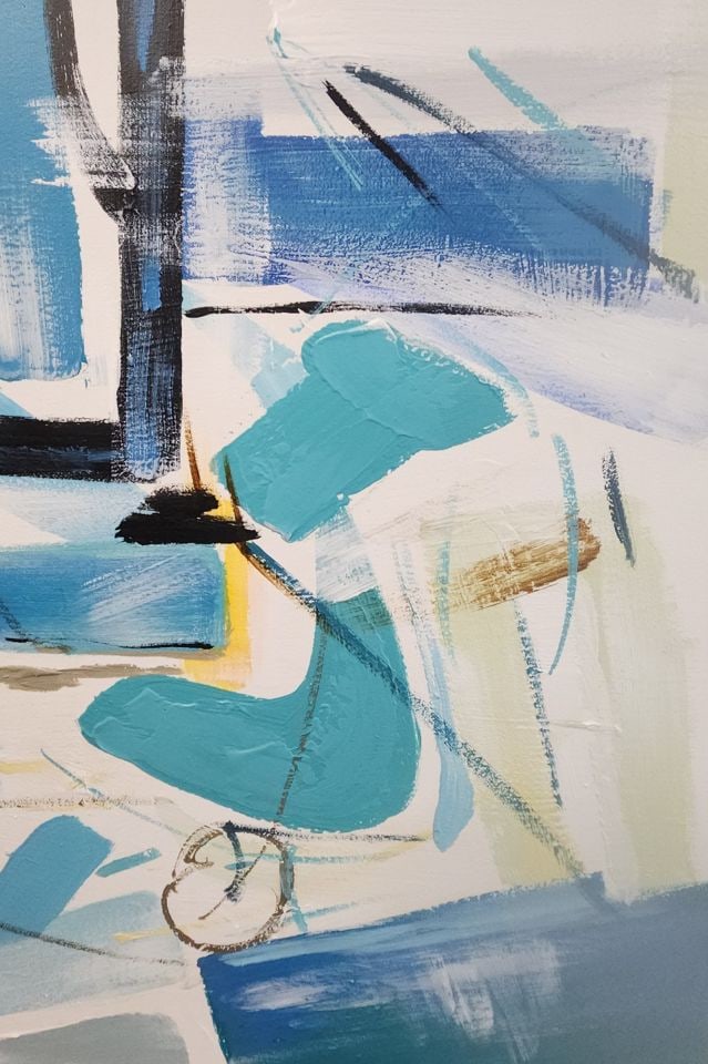 Roberts Large Modern Original Abstract Oil Painting 36"x 48" w/ Bold Impasto Brush Strokes. - 5