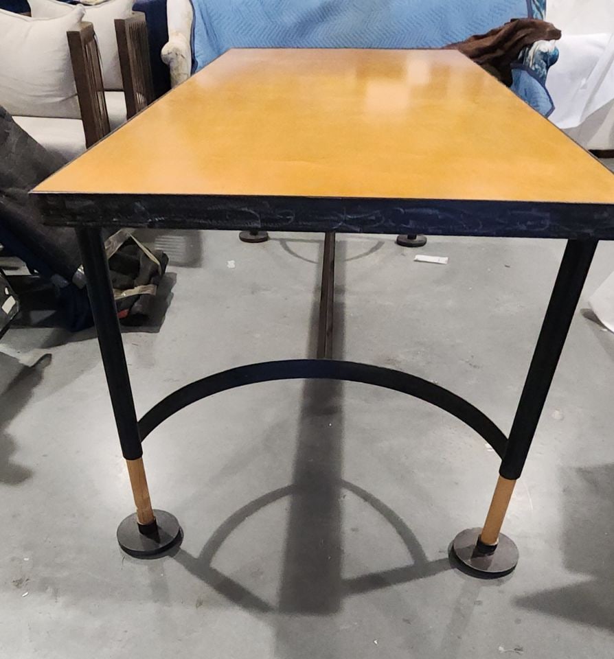 Rare 80s Scandinavian modern industrial iron/wood dining table attribution Jonas Bohlin for Kä - 4