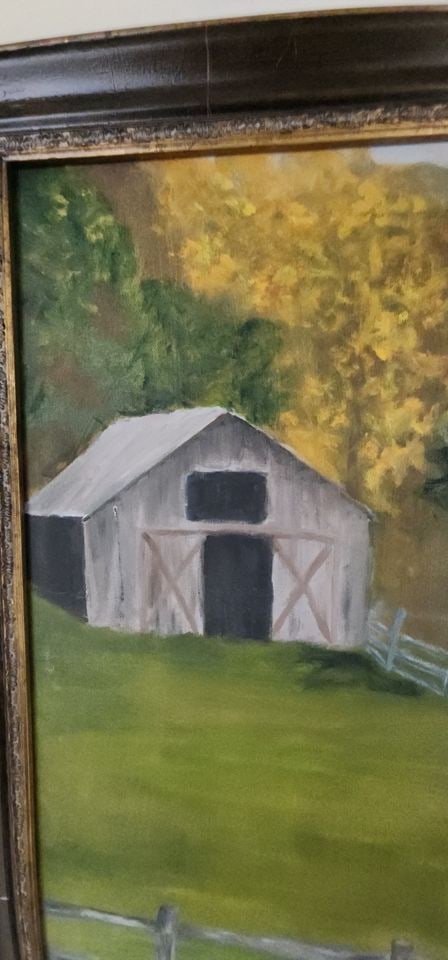 André Rougeot, Vintage Impressionist Naive-Style Original Oil Painting of Country Farm Scene. - 3