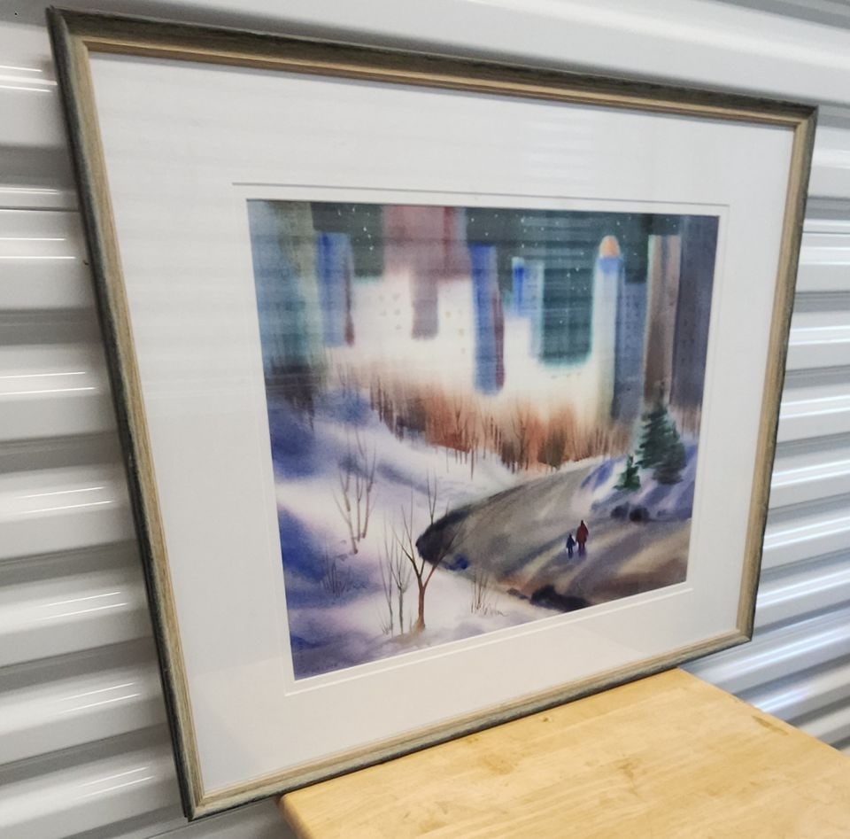 Carol Reilley, "A Winter Walk" Captivating Signed Impressionist Lithograph Framed under Glass - 4