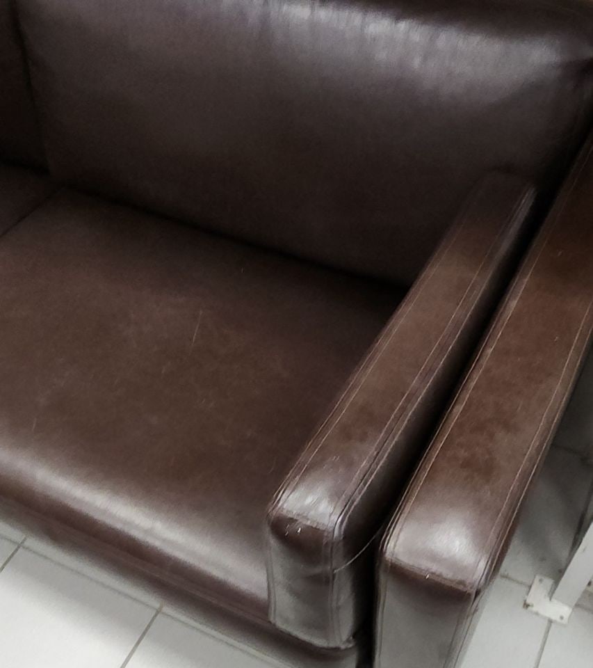 Hi-Design contemporary modern low-profile stitched leather sofa. Rich dark brown w/ chrome legs. - 5