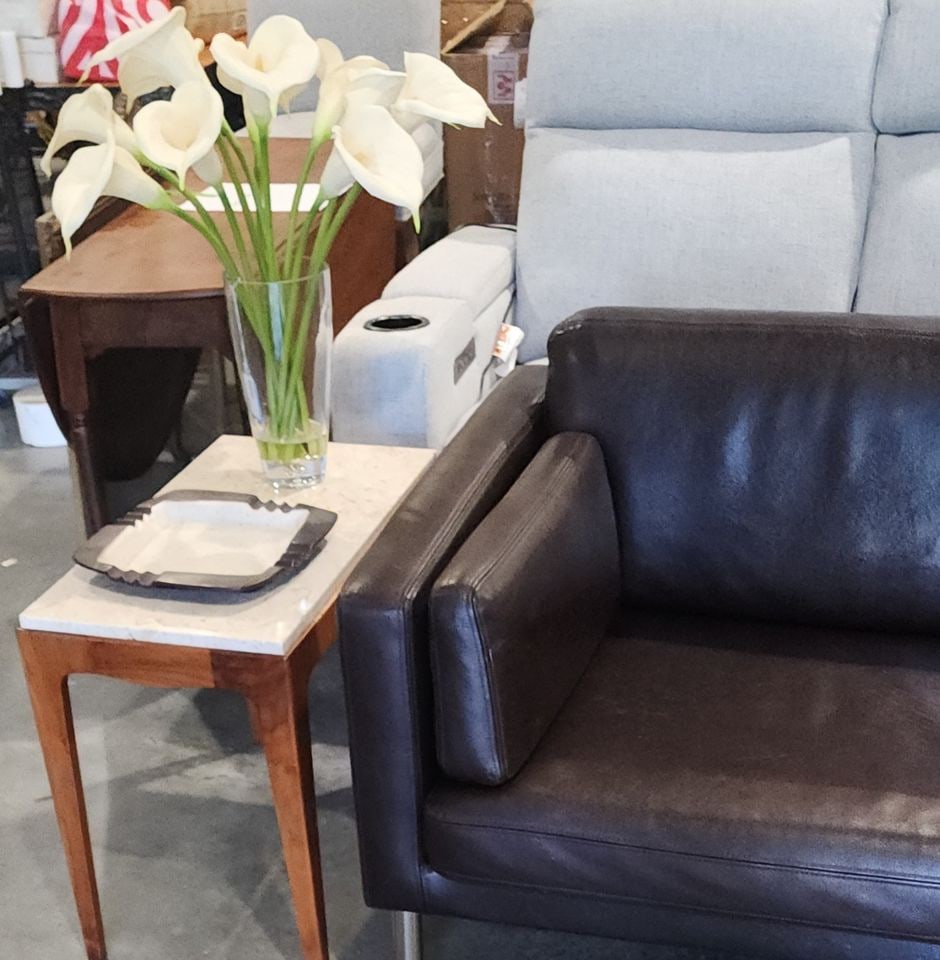 Hi-Design contemporary modern low-profile stitched leather sofa. Rich dark brown w/ chrome legs. - 7