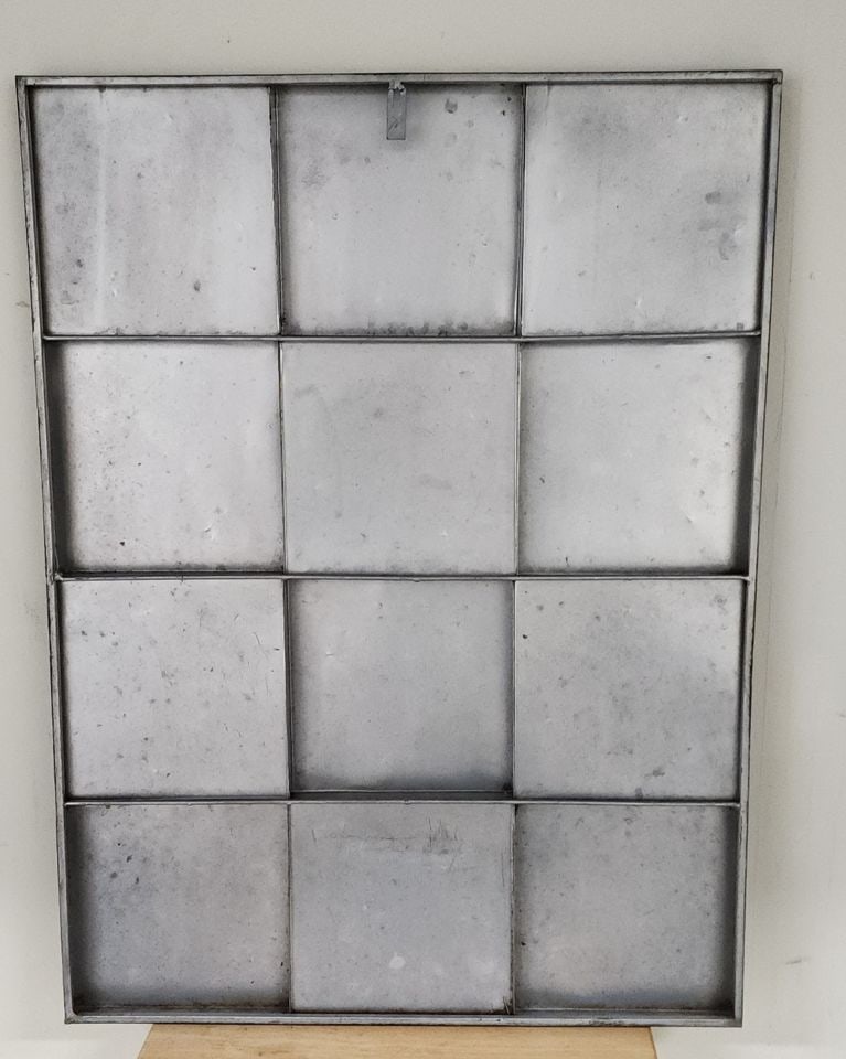 Vintage Brutalist Industrial-Style Metal Wall Sculpture w/ Contrasting Textures & Finishes. 30"x 36" - 4