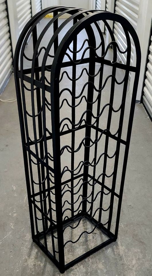 Vintage floor-standing black iron wine rack. A real statement piece for a modern or country decor. (1 of 4)