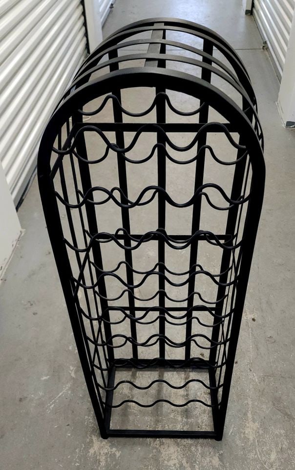 Vintage floor-standing black iron wine rack. A real statement piece for a modern or country decor. - 2
