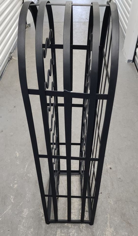 Vintage floor-standing black iron wine rack. A real statement piece for a modern or country decor. - 4