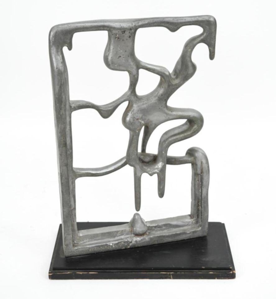 Sienec Brennan Mid-Century abstract surrealist aluminum sculpture. Circa '69 H33.5"x W24"x D12" (1 of 8)