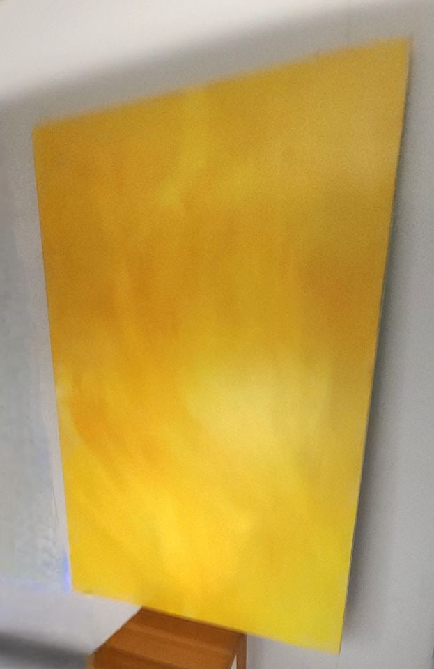 Large 60"x 40" masterful yellow/orange themed monochromatic abstract oil painting - 3