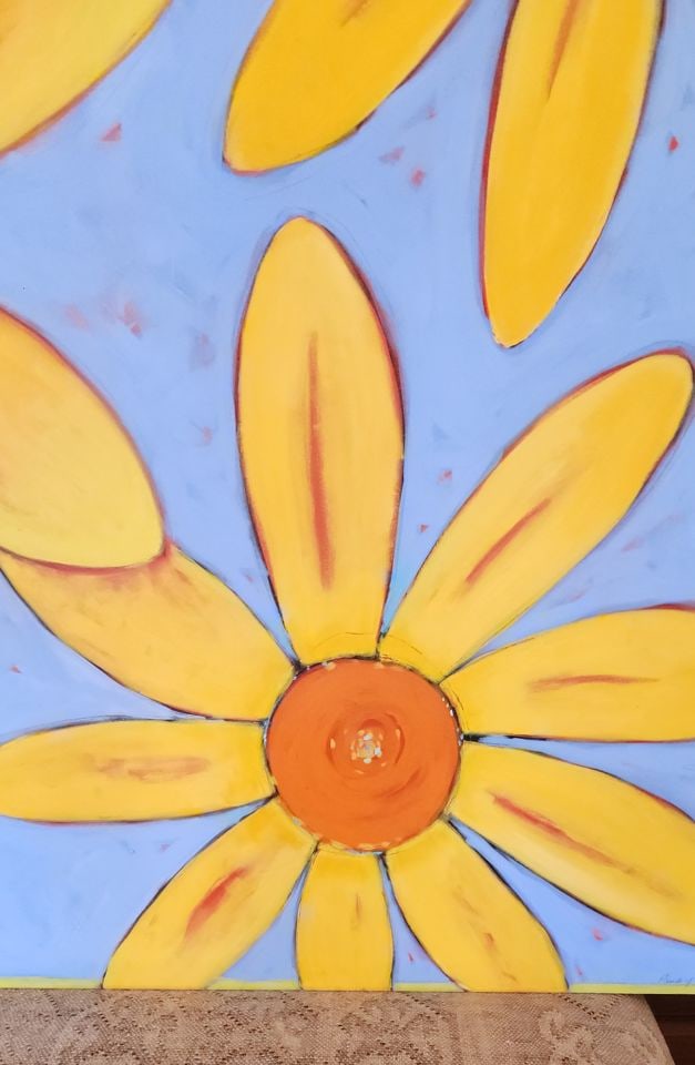 Zagarenski 60"x48" large 2000 impressionist oil painting w/ wonderful giant flowers & vibrant colors - 2