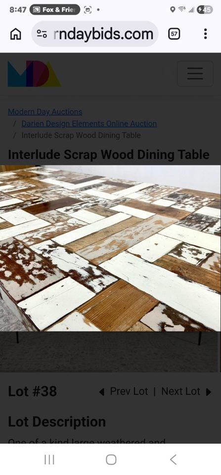 Unique 87"x 39" modern dining table w/ mosaic reclaimed wood lacquered top hand-crafted by Interlude - 3