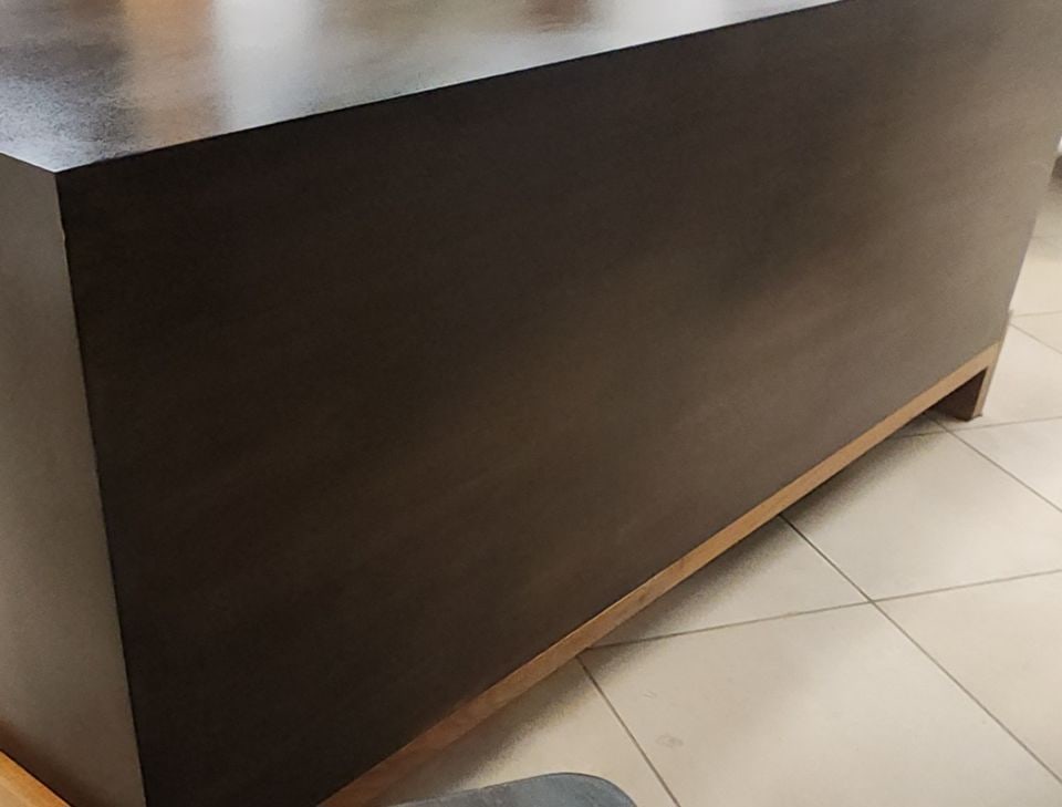 MCM Style 72W x 30H x 18 Lawson-Fenning Sideboard-Buffet. Walnut w/ 3 Oak Geometric Scribed Doors - 6