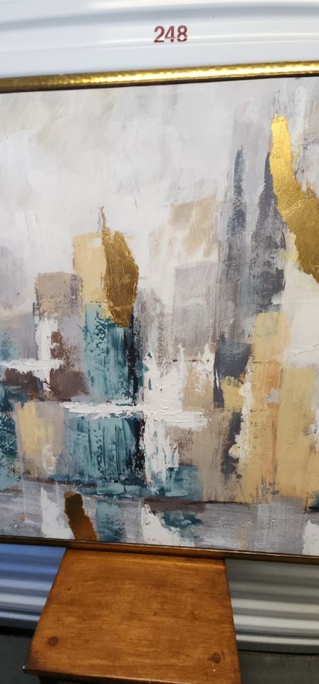 Postmodern 48x36 abstract expressionist surreal cityscape giclee oil painting on canvas. - 5