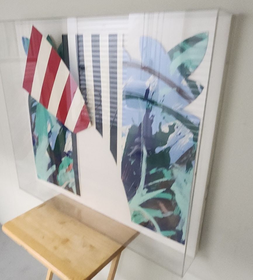 Park Gate by Jay Phillips 1983 Ltd Edition Wall Sculpture Silkscreen on Metal in 31x37x5 Lucite Box - 4