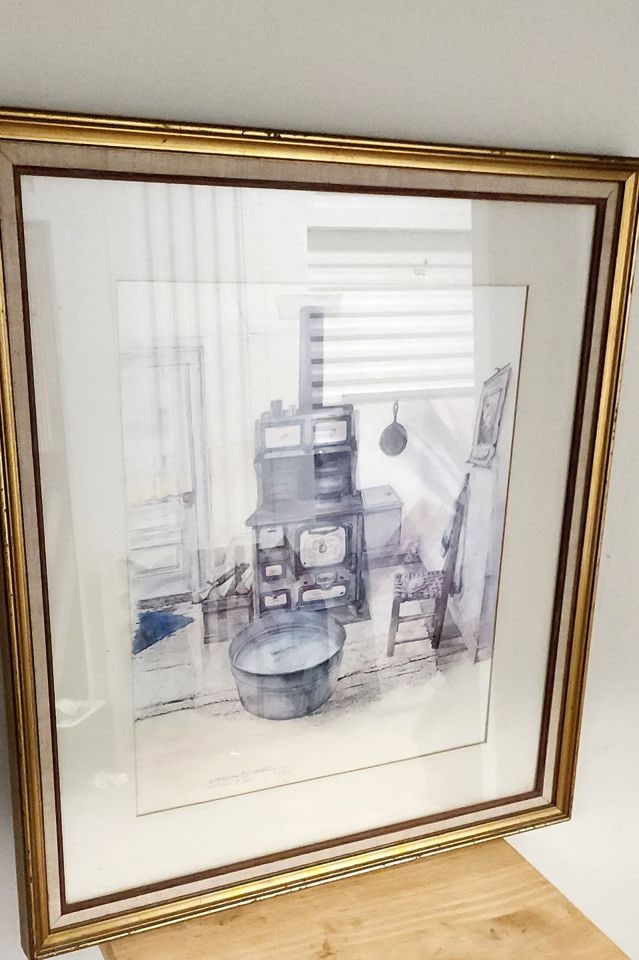 Mitchell Tolle Ltd. Edition Vintage Lithograph Titled Once a Week of Early American Kitchen Image. - 2
