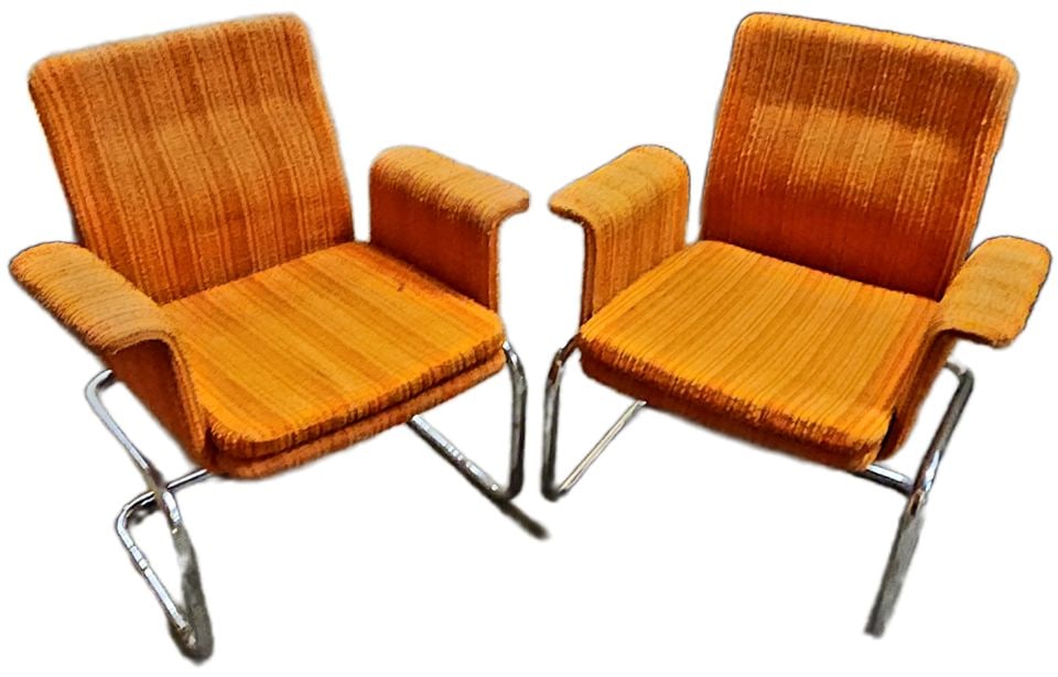Pair of Rare Hi-Design Vintage Mid-Century Modern Cantilever Armchairs w/ Swedish Modern Influence. (1 of 4)