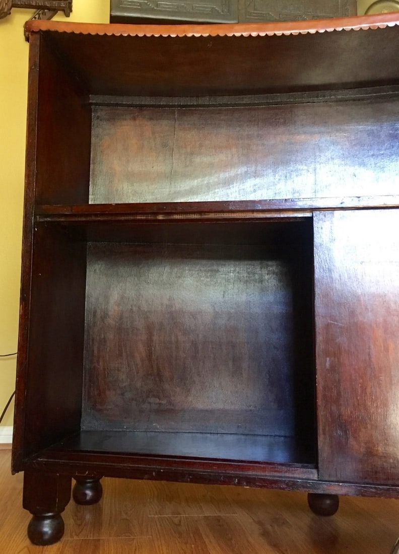 Hand-Tooled Leather Front Bar Cabinet / Console - 11