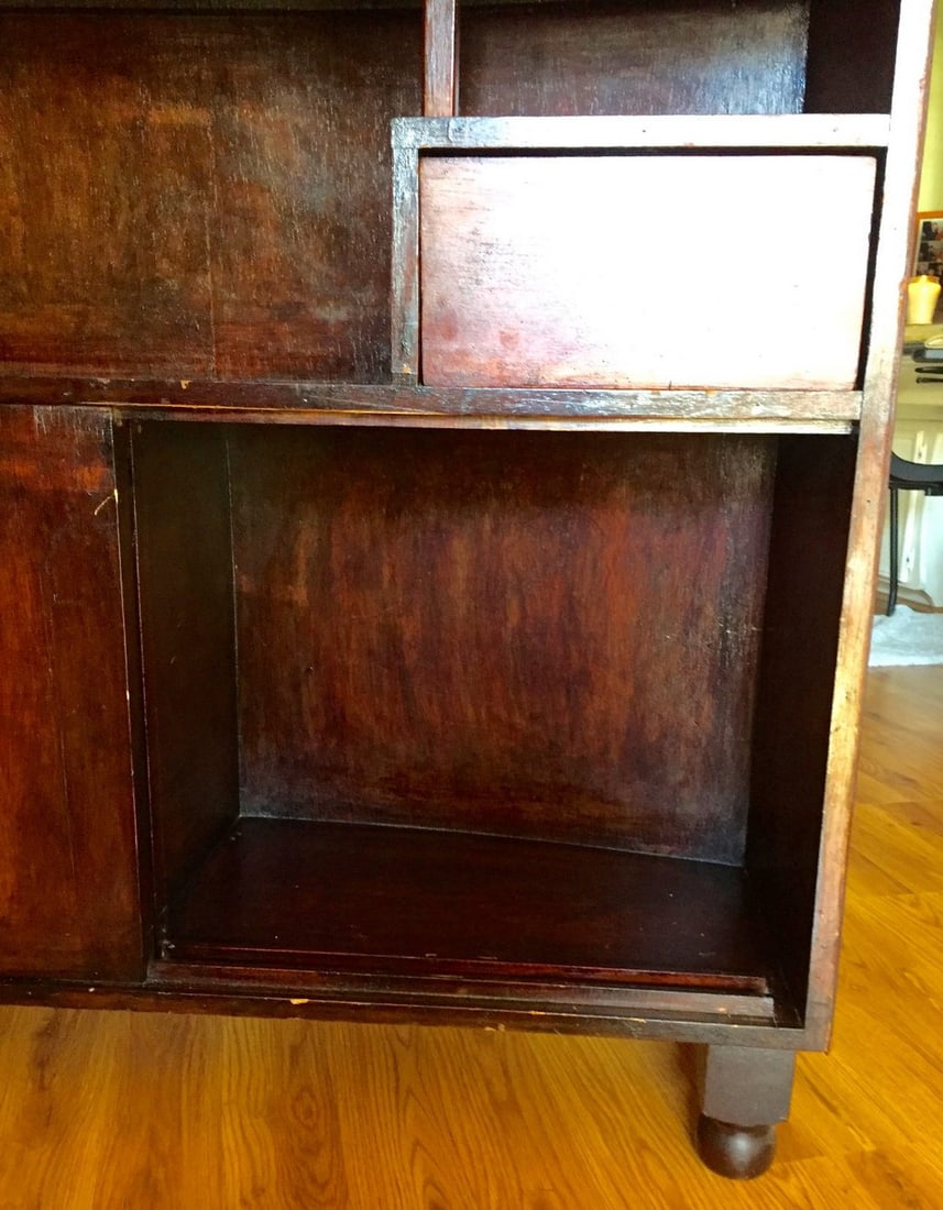 Hand-Tooled Leather Front Bar Cabinet / Console - 4