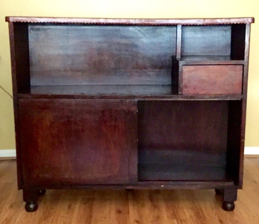 Hand-Tooled Leather Front Bar Cabinet / Console - 5