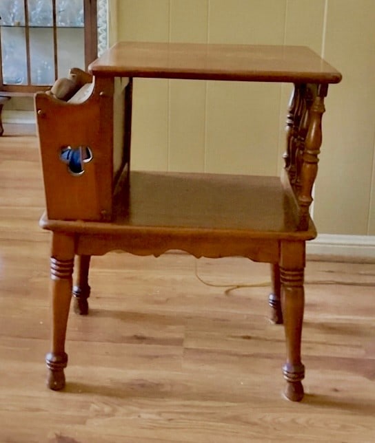 Set of 2 Ethan Allen American Traditional Solid Maple and/or Birch Side Table with Magazine Rack - 2