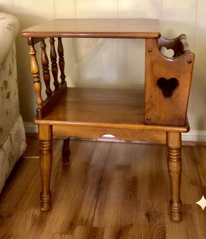 Set of 2 Ethan Allen American Traditional Solid Maple and/or Birch Side Table with Magazine Rack - 3