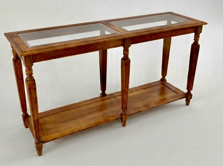 Wood with Glass Top Console Table and Lower Shelf (1 of 5)