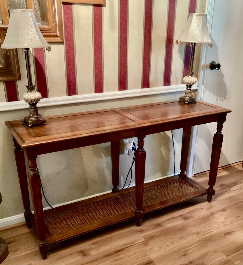 Wood with Glass Top Console Table and Lower Shelf - 2