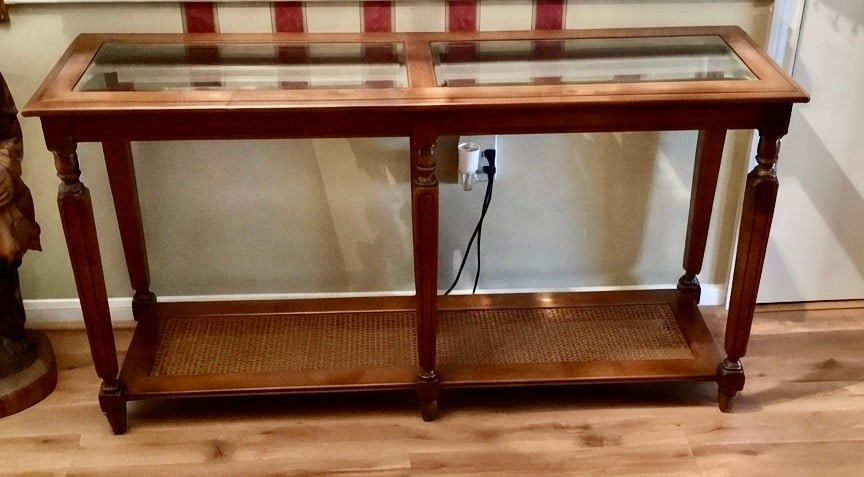 Wood with Glass Top Console Table and Lower Shelf - 4