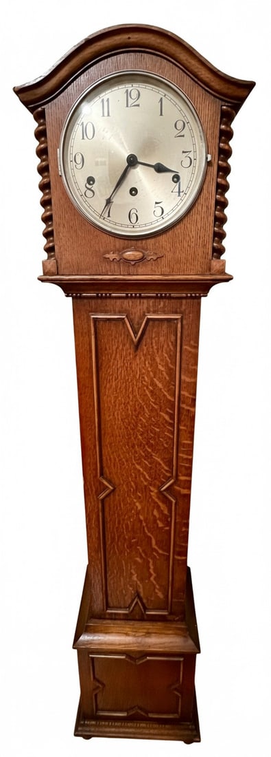Antique Arts & Crafts Quartersawn Oak Grandmother Clock (1 of 7)