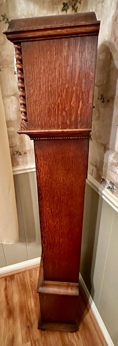 Antique Arts & Crafts Quartersawn Oak Grandmother Clock - 3