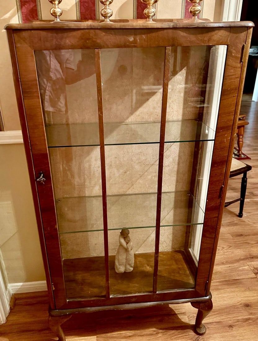 Vintage Wooden Display Cabinet with Glass Shelves (1 of 2)