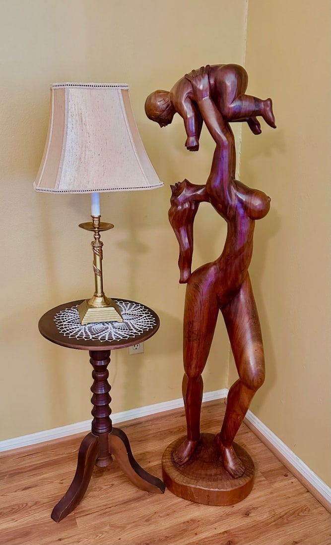 Large Carved Wood Mother and Child Sculpture-Ecuador - 4