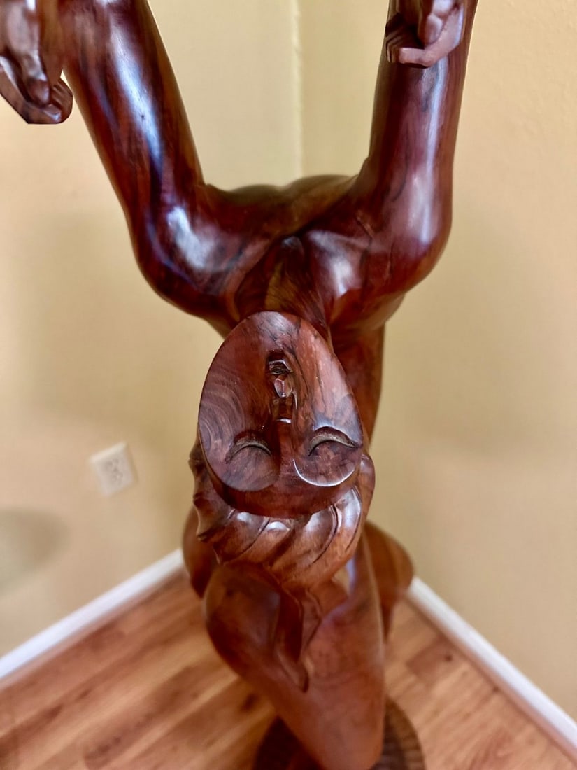 Large Carved Wood Mother and Child Sculpture-Ecuador - 6